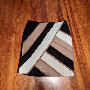 WHBM Beige, Black White Geometric Skirt